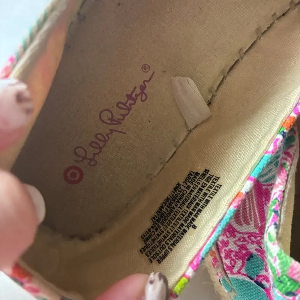 Lilly Pulitzer for Target Nosey Posey Floral Gold Toe Espadrilles Women's 8